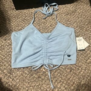 Hollister Light Blue Ruched Crop Top